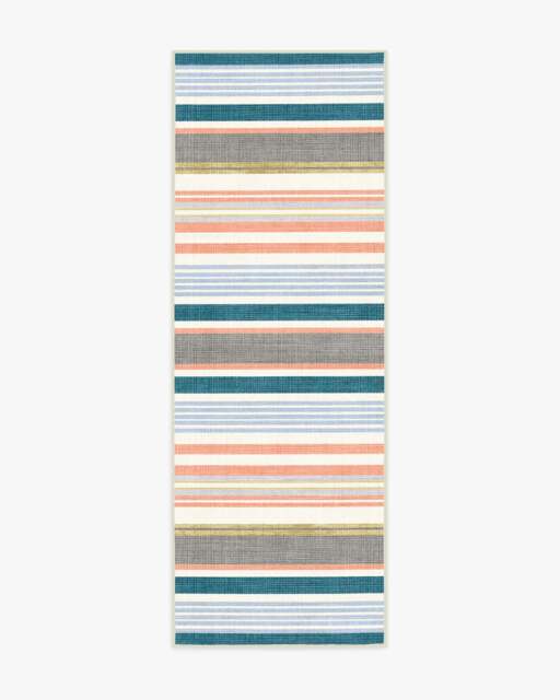 Tropez Stripe Teal Multicolour Outdoor Rug - 75x215 - Machine Washable Area Rug - Kid & Pet Friendly - Outdoor Rugs - Ruggable - image 1