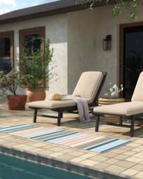 Tropez Stripe Teal Multicolour Outdoor Rug - 75x215 - Machine Washable Area Rug - Kid & Pet Friendly - Outdoor Rugs - Ruggable - thumbnail 2