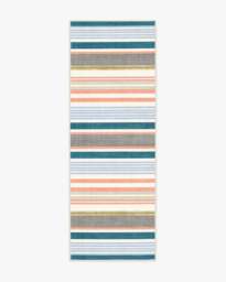 Tropez Stripe Teal Multicolour Outdoor Rug - 75x215 - Machine Washable Area Rug - Kid & Pet Friendly - Outdoor Rugs - Ruggable - thumbnail 1