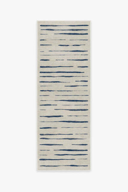 Talas Stripe Indigo Rug - 75x215 - Machine Washable Area Rug - Kid & Pet Friendly - Indoor Rugs - Ruggable - image 1