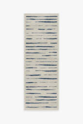 Talas Stripe Indigo Rug - 75x215 - Machine Washable Area Rug - Kid & Pet Friendly - Indoor Rugs - Ruggable - thumbnail 1