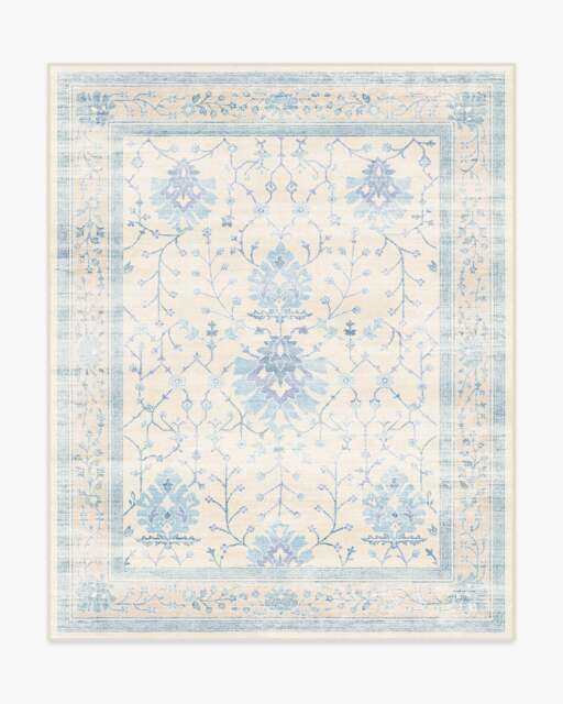 Serafina Cream & Blue Flatwoven Rug - 245x305 - Machine Washable Area Rug - Kid & Pet Friendly - Indoor Rugs - Ruggable - image 1