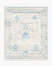 Serafina Cream & Blue Flatwoven Rug - 245x305 - Machine Washable Area Rug - Kid & Pet Friendly - Indoor Rugs - Ruggable - thumbnail 1