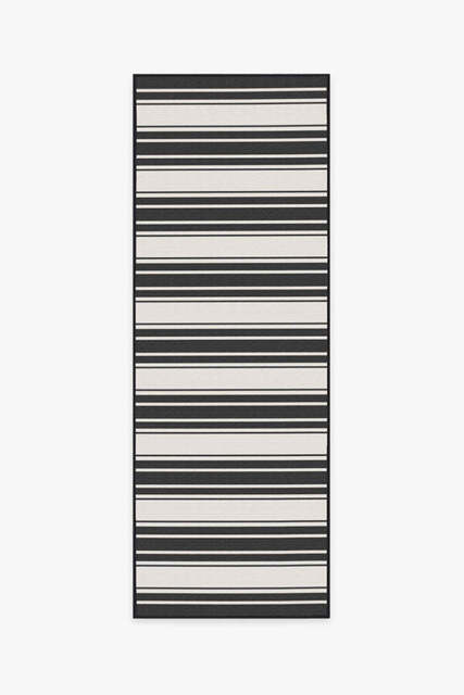 Marina Stripe Black Outdoor Rug - 75x215 - Machine Washable Area Rug - Kid & Pet Friendly - Indoor Rugs - Ruggable - image 1
