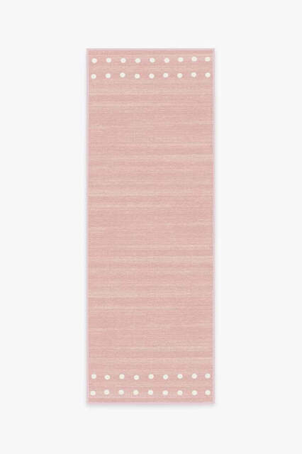 Dot Border Pink Flatwoven Rug - 75x215 - Machine Washable Area Rug - Kid & Pet Friendly - Indoor Rugs - Ruggable - image 1