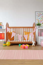 Dot Border Pink Flatwoven Rug - 75x215 - Machine Washable Area Rug - Kid & Pet Friendly - Indoor Rugs - Ruggable - thumbnail 2