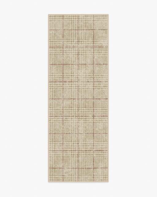 Glen Tartan Camel & Burgundy Rug - 75x215 - Machine Washable Area Rug - Kid & Pet Friendly - Indoor Rugs - Ruggable - image 1