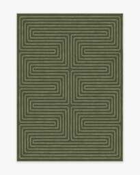 Labyrinth Fern Green Flatwoven Rug by Jonathan Adler - 150x215 - Machine Washable Area Rug - Kid & Pet Friendly - Indoor Rugs - Ruggable - thumbnail 1