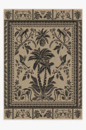 Simian Charcoal Flatwoven Rug by Iris Apfel - 305x425 - Machine Washable Area Rug - Kid & Pet Friendly - Indoor Rugs - Ruggable - thumbnail 1