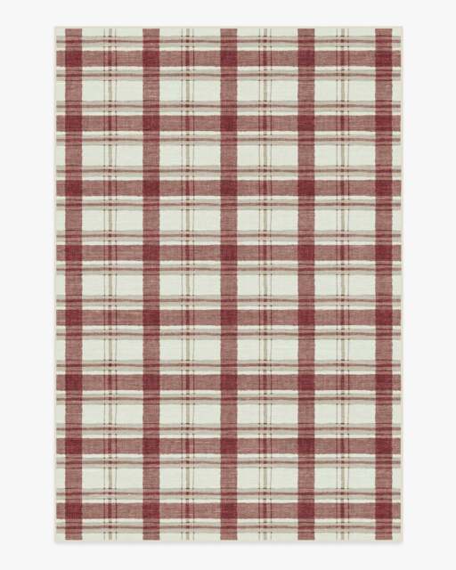 Piper Tartan Burgundy Rug - 185x275 - Machine Washable Area Rug - Kid & Pet Friendly - Indoor Rugs - Ruggable - image 1