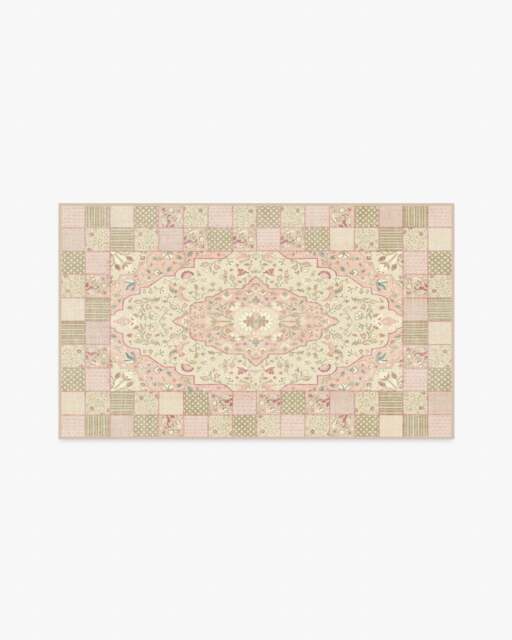 Playful Patchwork Pink Flatwoven Rug - 90x150 - Machine Washable Area Rug - Kid & Pet Friendly - Indoor Rugs - Ruggable - image 1