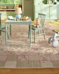 Playful Patchwork Pink Flatwoven Rug - 90x150 - Machine Washable Area Rug - Kid & Pet Friendly - Indoor Rugs - Ruggable - thumbnail 2
