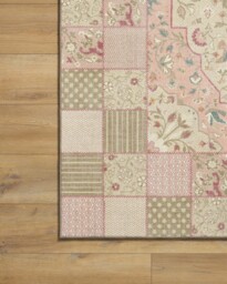 Playful Patchwork Pink Flatwoven Rug - 90x150 - Machine Washable Area Rug - Kid & Pet Friendly - Indoor Rugs - Ruggable - thumbnail 4