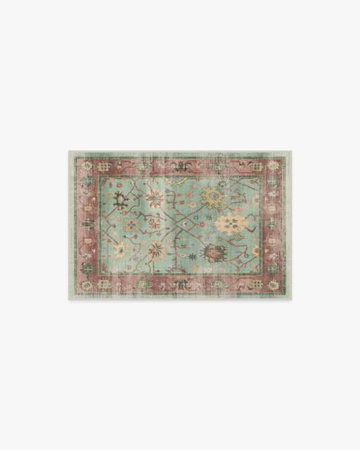 Jemima Sage and Rosewood Flatwoven Rug - 60x90 - Machine Washable Area Rug - Kid & Pet Friendly - Indoor Rugs - Ruggable - image 1