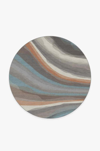 Watercolour Waves Sandstone Rug Beige - 185 Round - Machine Washable Area Rug - Kid & Pet Friendly - Indoor Rugs - Ruggable - image 1