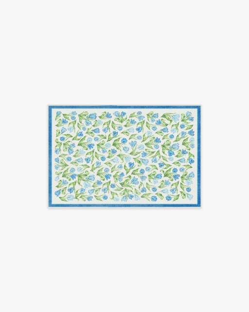 Garden Party Blue Flatwoven Rug by Mrs. Alice - 60x90 - Machine Washable Area Rug - Kid & Pet Friendly - Indoor Rugs - Ruggable - image 1