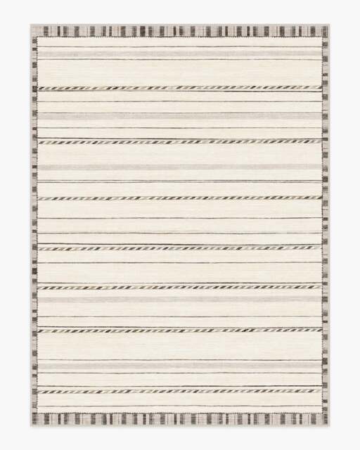 Hemma Cream & Charcoal Flatwoven Rug - 275x365 - Machine Washable Area Rug - Kid & Pet Friendly - Indoor Rugs - Ruggable - image 1