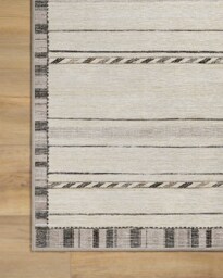 Hemma Cream & Charcoal Flatwoven Rug - 275x365 - Machine Washable Area Rug - Kid & Pet Friendly - Indoor Rugs - Ruggable - thumbnail 2