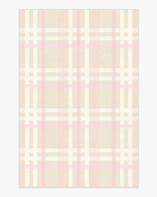 Charming Plaid Pink Rug - 200x290 - Machine Washable Area Rug - Kid & Pet Friendly - Indoor Rugs - Ruggable - image 1