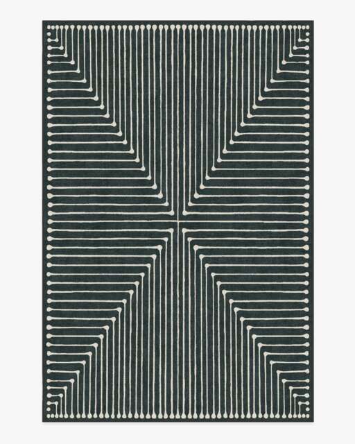 Inkdrop Charcoal Flatwoven Rug by Jonathan Adler - 185x275 - Machine Washable Area Rug - Kid & Pet Friendly - Indoor Rugs - Ruggable - image 1