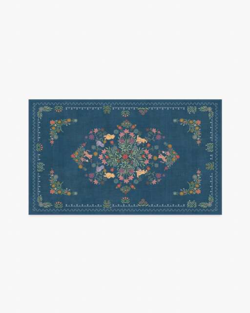 Friendship Garden Blue Multicolour Rug - 90x150 - Machine Washable Area Rug - Kid & Pet Friendly - Indoor Rugs - Ruggable - image 1