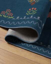 Friendship Garden Blue Rug - 90x150 - Machine Washable Area Rug - Kid & Pet Friendly - Indoor Rugs - Ruggable - thumbnail 3