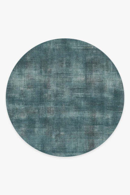 Sudaria Solid Teal Blue Rug - 245 Round - Machine Washable Area Rug - Kid & Pet Friendly - Indoor Rugs - Ruggable - image 1