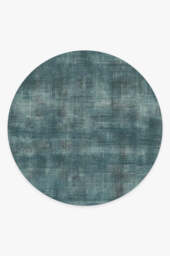Sudaria Solid Teal Blue Rug - 245 Round - Machine Washable Area Rug - Kid & Pet Friendly - Indoor Rugs - Ruggable - thumbnail 1