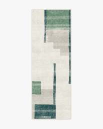 Haylan Ivory & Green Rug - 75x215 - Machine Washable Area Rug - Kid & Pet Friendly - Indoor Rugs - Ruggable - thumbnail 1