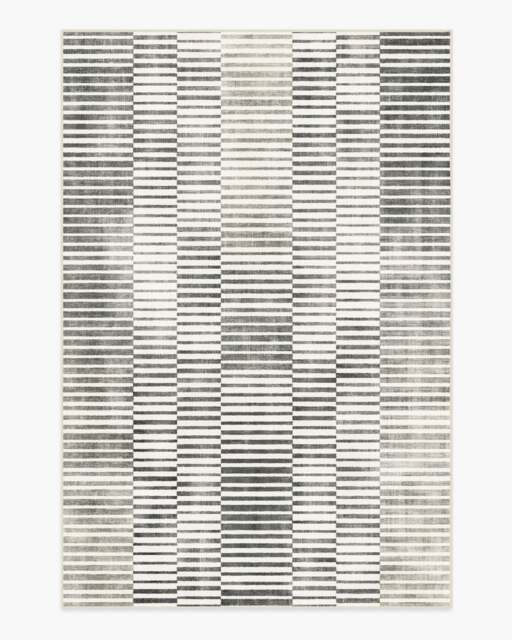 Shadow Stripe Black & Cream Rug - 185x275 - Machine Washable Area Rug - Kid & Pet Friendly - Indoor Rugs - Ruggable - image 1