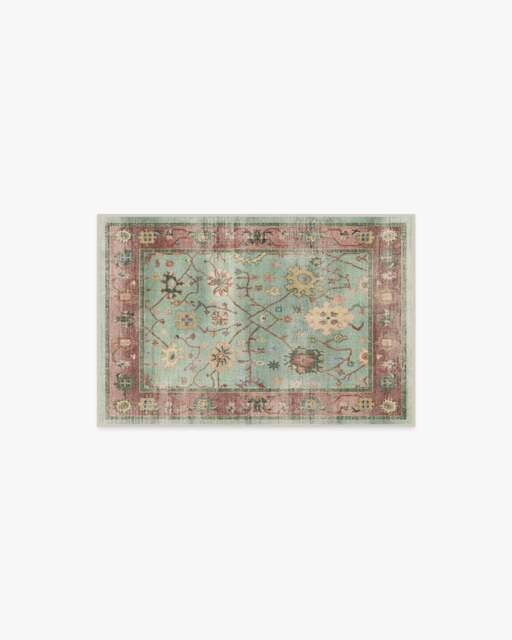 Jemima Sage and Rosewood Rug - 60x90 - Machine Washable Area Rug - Kid & Pet Friendly - Indoor Rugs - Ruggable - image 1