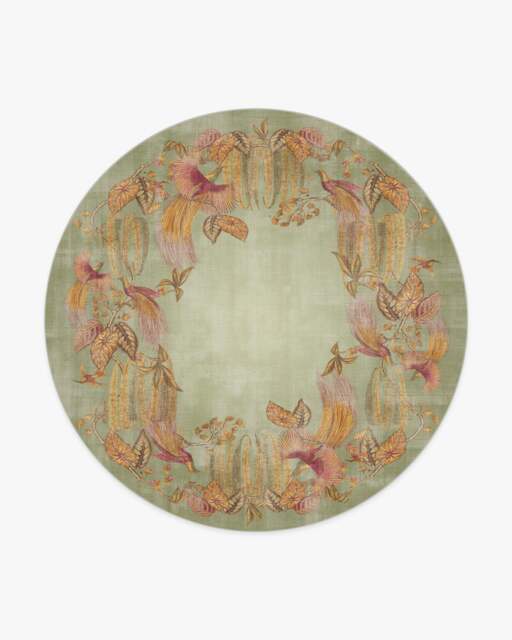 Bird of Paradise Silver Fern Rug by Sanderson - 245 Round - Machine Washable Area Rug - Kid & Pet Friendly - Indoor Rugs - Ruggable - image 1