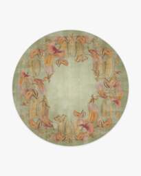 Bird of Paradise Silver Fern Rug by Sanderson - 245 Round - Machine Washable Area Rug - Kid & Pet Friendly - Indoor Rugs - Ruggable - thumbnail 1