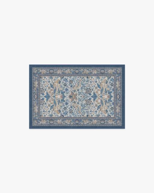 Strawberry Thief Indigo & Ivory Rug by Morris & Co. - 60x90 - Machine Washable Area Rug - Kid & Pet Friendly - Indoor Rugs - Ruggable - image 1