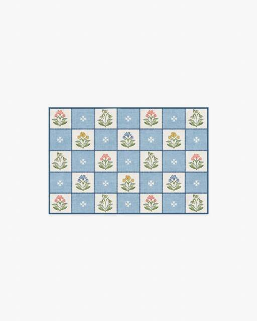 Cottage Trellis Blue Rug - 60x90 - Machine Washable Area Rug - Kid & Pet Friendly - Indoor Rugs - Ruggable - image 1