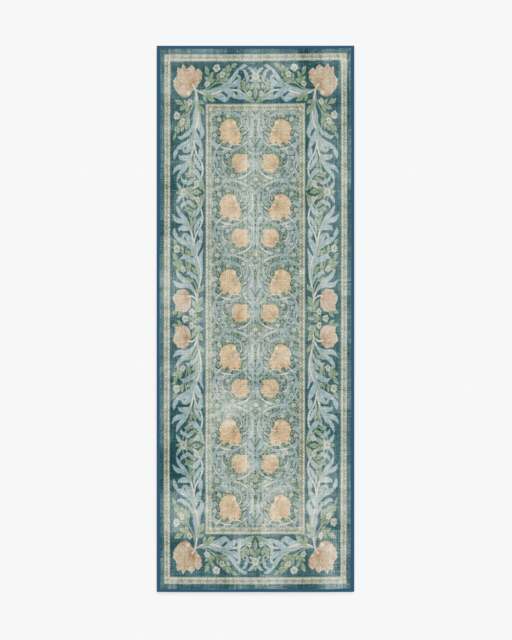 Pimpernel Dusk Blue Rug by Morris & Co. - 75x215 - Machine Washable Area Rug - Kid & Pet Friendly - Indoor Rugs - Ruggable - image 1