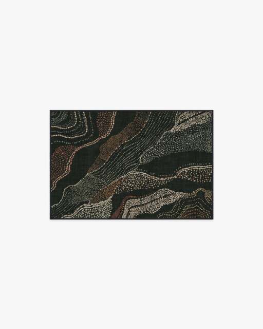 Adorned Black Multicolour Flatwoven Rug by Malene Barnett - 60x90 - Machine Washable Area Rug - Kid & Pet Friendly - Indoor Rugs - Ruggable - image 1