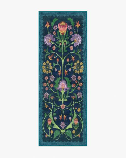 Protea Blue Rug by Iris Apfel - 75x215 - Machine Washable Area Rug - Kid & Pet Friendly - Indoor Rugs - Ruggable - image 1