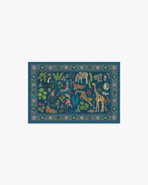 Jingle Jungle Royal Blue Rug by Iris Apfel - 60x90 - Machine Washable Area Rug - Kid & Pet Friendly - Indoor Rugs - Ruggable - image 1