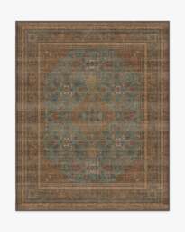 Rowan Teal Blue & Copper Flatwoven Rug - 245x305 - Machine Washable Area Rug - Kid & Pet Friendly - Indoor Rugs - Ruggable - thumbnail 1