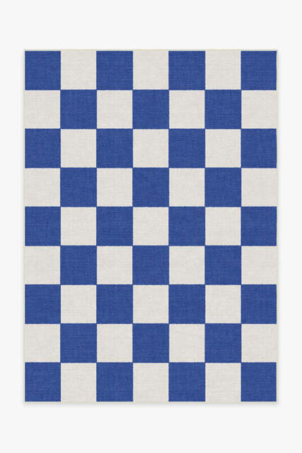 Jaque Checkered Blue Outdoor Rug - 150x215 - Machine Washable Area Rug - Kid & Pet Friendly - Indoor Rugs - Ruggable - image 1
