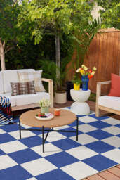 Jaque Checkered Blue Outdoor Rug - 150x215 - Machine Washable Area Rug - Kid & Pet Friendly - Indoor Rugs - Ruggable - thumbnail 2