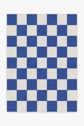 Jaque Checkered Blue Outdoor Rug - 150x215 - Machine Washable Area Rug - Kid & Pet Friendly - Outdoor Rugs - Ruggable - thumbnail 1