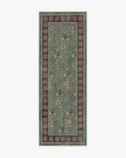 Pennywood Green & Pink Rug - 75x215 - Machine Washable Area Rug - Kid & Pet Friendly - Indoor Rugs - Ruggable - image 1