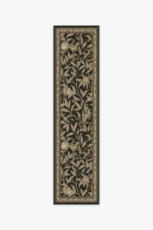 Bird & Pomegranate Soft Black Rug by Morris & Co. - 75x305 - Machine Washable Area Rug - Kid & Pet Friendly - Indoor Rugs - Ruggable - thumbnail 1