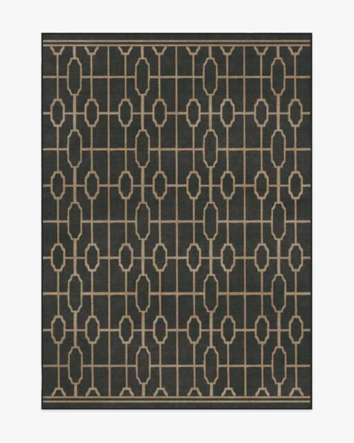 Diana Trellis Black & Gold Flatwoven Rug by The Hiltons - 150x215 - Machine Washable Area Rug - Kid & Pet Friendly - Indoor Rugs - Ruggable - image 1