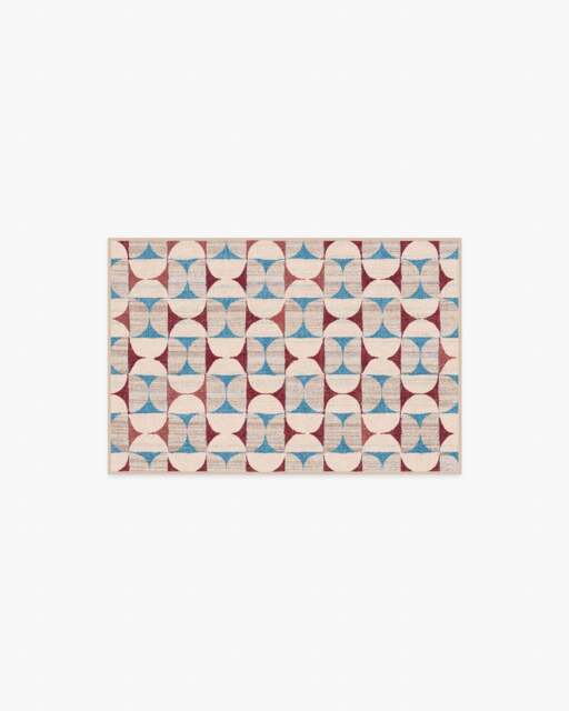 Orana Red & Light Blue Flatwoven Rug - 60x90 - Machine Washable Area Rug - Kid & Pet Friendly - Indoor Rugs - Ruggable - image 1