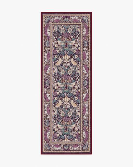 Strawberry Thief Burgundy Rug by Morris & Co. - 75x215 - Machine Washable Area Rug - Kid & Pet Friendly - Indoor Rugs - Ruggable - image 1