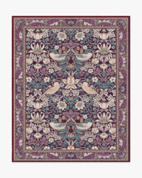 Strawberry Thief Burgundy Rug by Morris & Co. - 75x215 - Machine Washable Area Rug - Kid & Pet Friendly - Indoor Rugs - Ruggable - thumbnail 2