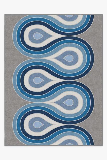 Milano Blue Steel Flatwoven Rug by Jonathan Adler - 275x365 - Machine Washable Area Rug - Kid & Pet Friendly - Indoor Rugs - Ruggable - image 1